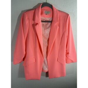 Skies Are Blue Vivid Peachy Orange Medium Lined Open Woman’s Coquette Blazer